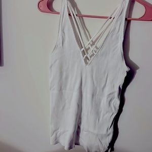 Ribbed strappy neck tank top